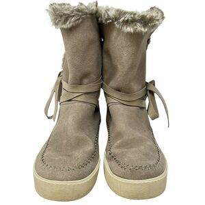 Toms Vista Faux Fur Lined‎ Suede Boots Taupe Brown Size 9